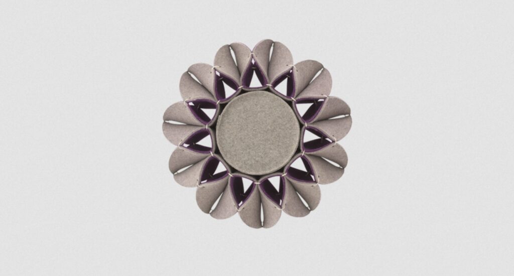 Top view of the Ruff High Pouf in Purple